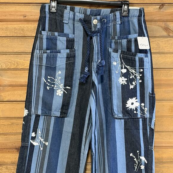 Free People We The Free Cove Crop Pull On Jeans Size Small Button Fly Beach Boho - Picture 4 of 16